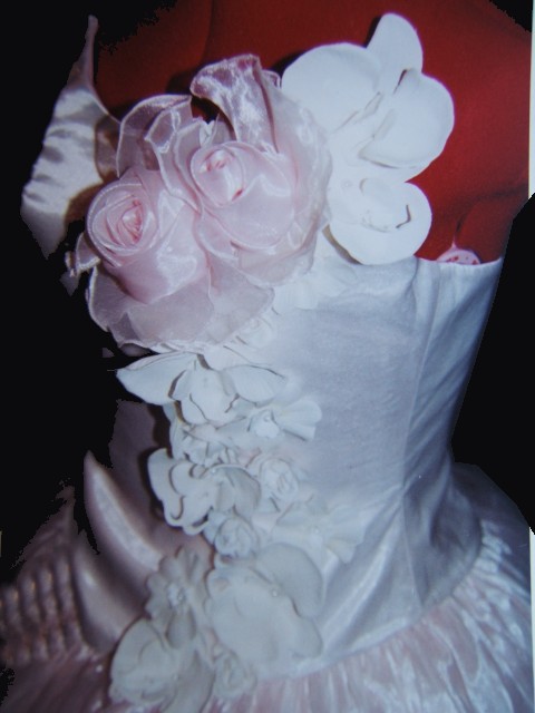 Blush Blossom Ball Gown - Floral Appliqué Satin Dress (3)