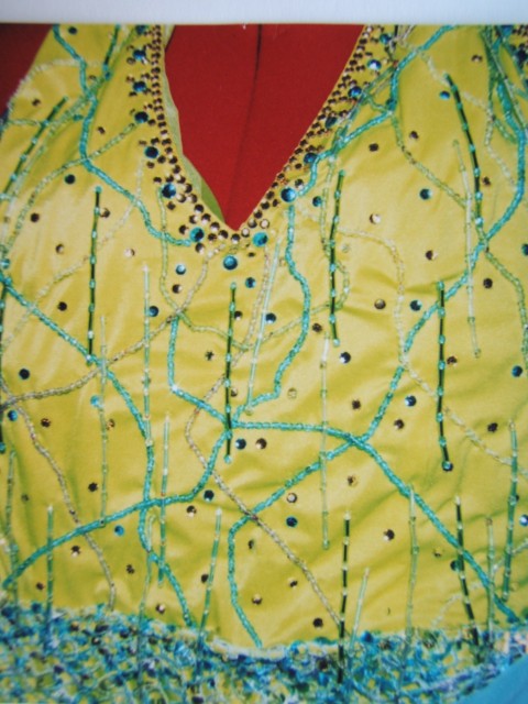 Tropical Energy - Beaded Lime & Aqua Latin Dress (2)