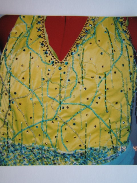 Tropical Energy - Beaded Lime & Aqua Latin Dress (3)