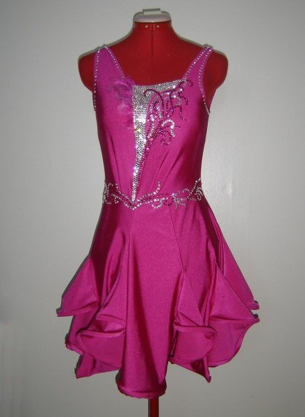 Fuchsia Fire - Crystal Accent Latin Dress