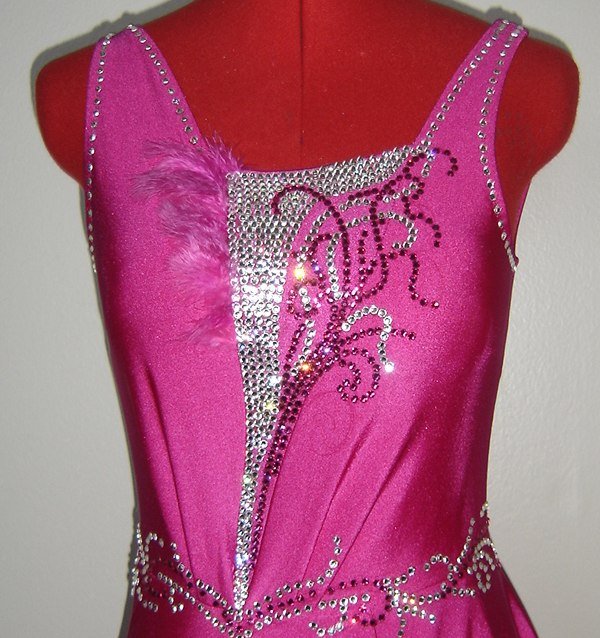 Fuchsia Fire - Crystal Accent Latin Dress (2)
