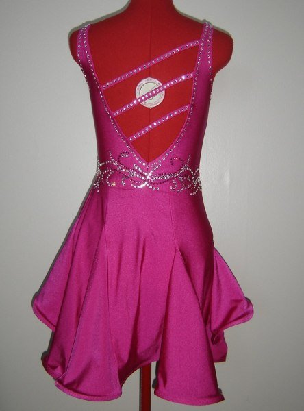 Fuchsia Fire - Crystal Accent Latin Dress (3)
