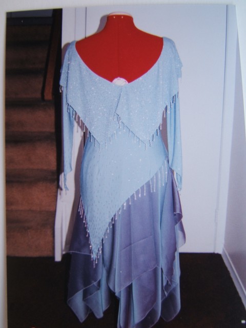 Blue Serenity - Draped Shoulder Ballroom Gown (2)