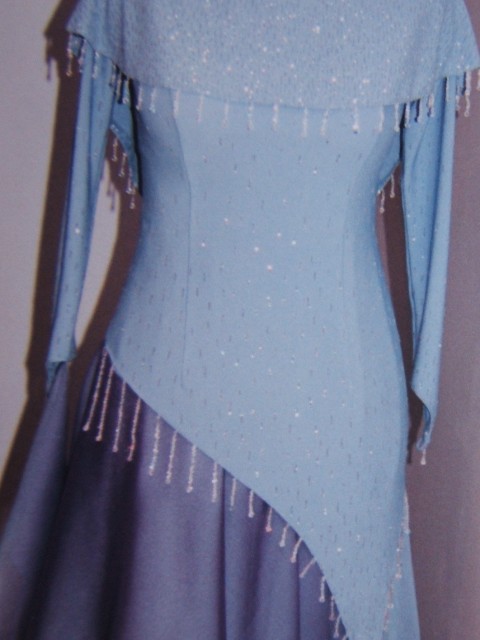 Blue Serenity - Draped Shoulder Ballroom Gown (3)