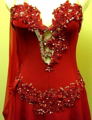 Scarlet Flame - Crystal Appliqué Ballroom Gown (3)