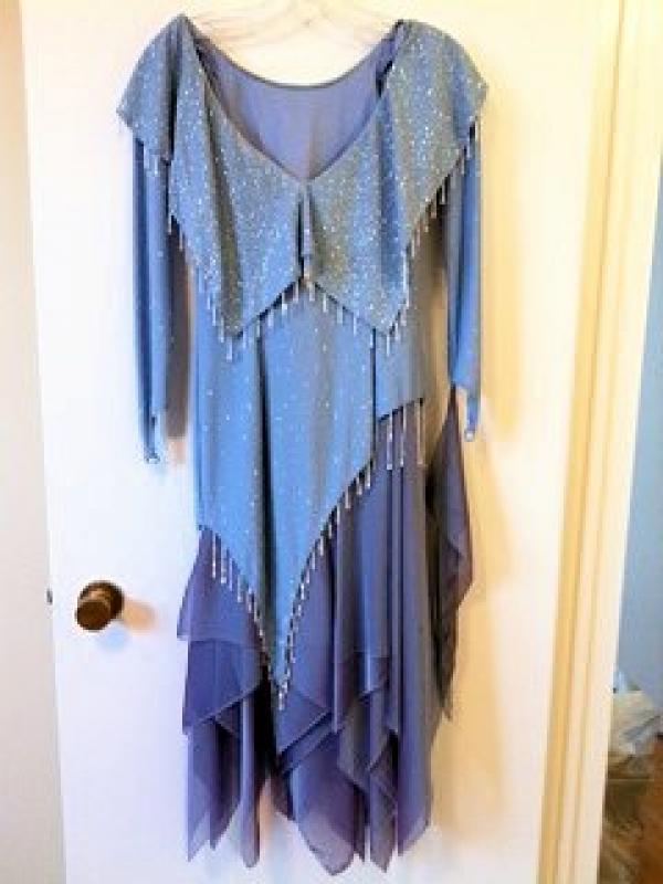 Blue Moonlight - Draped Beaded Ballroom Gown (2)